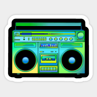 Green and Gold Eighties Boombox Sticker